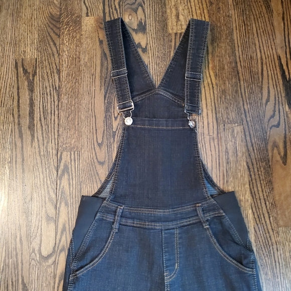 Dark Strtch Denim Overalls with Clear Gemlike Bottons sz 5/6 - Picture 6 of 13